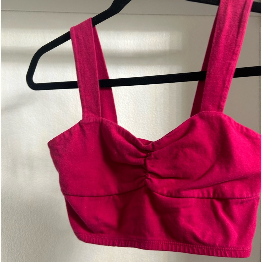 Very sexy cute hot pink crop top. Good for nice cleavage. 😂 lol fr fr